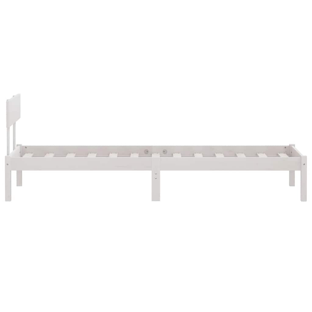 Okvir za krevet od masivnog drva bijeli 75 x 190 cm mali