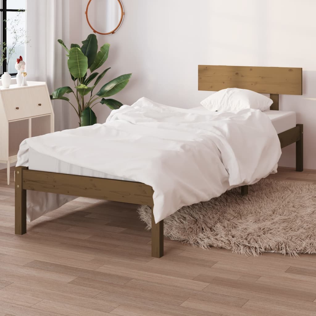 Okvir za krevet boja meda od borovine 90 x 190 cm mali