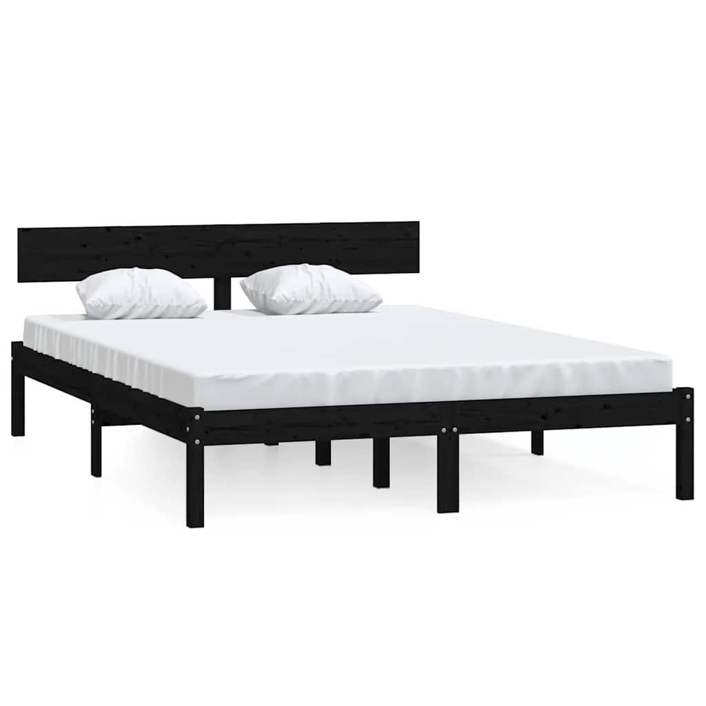 Okvir za krevet od masivne borovine crni 135x190 cm bračni