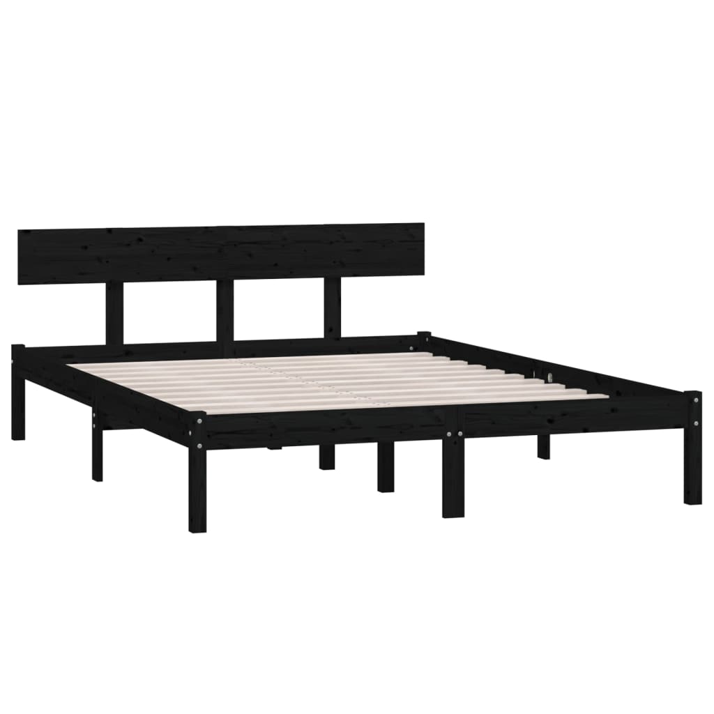 Okvir za krevet od masivne borovine crni 135x190 cm bračni