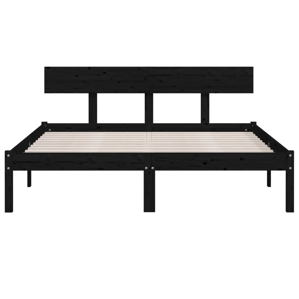 Okvir za krevet od masivne borovine crni 135x190 cm bračni