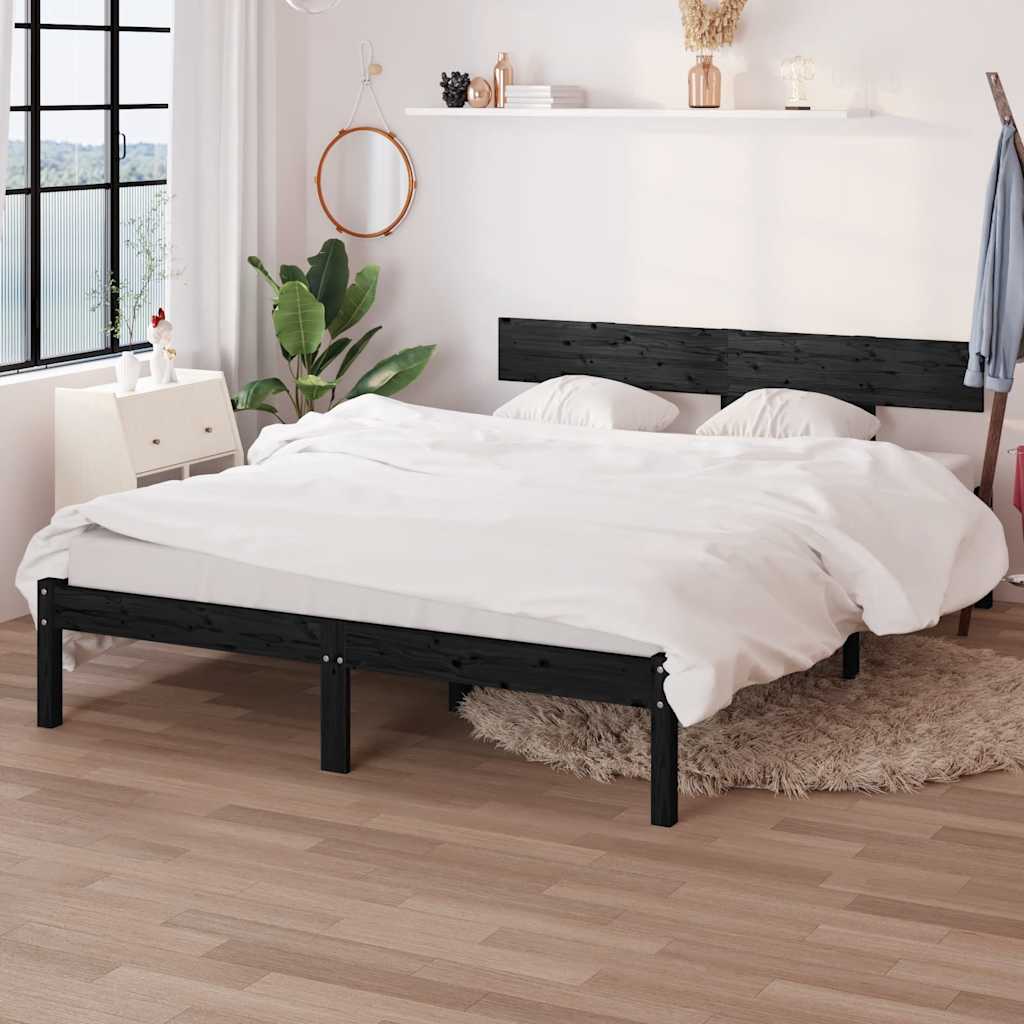 Okvir za krevet od masivne borovine crni 135x190 cm bračni