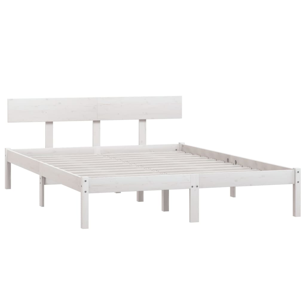 Okvir za krevet od masivne borovine bijeli 140 x 190 cm