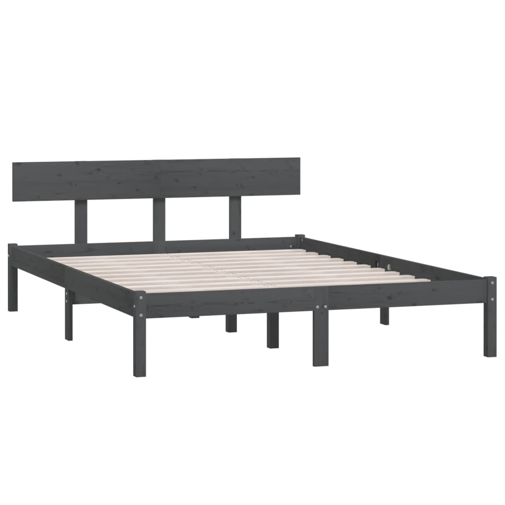 Okvir za krevet od masivne borovine sivi 140 x 190 cm