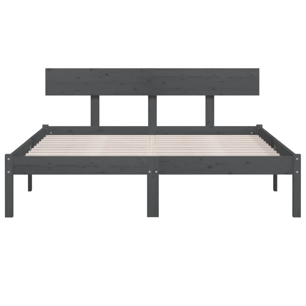 Okvir za krevet od masivne borovine sivi 140 x 190 cm