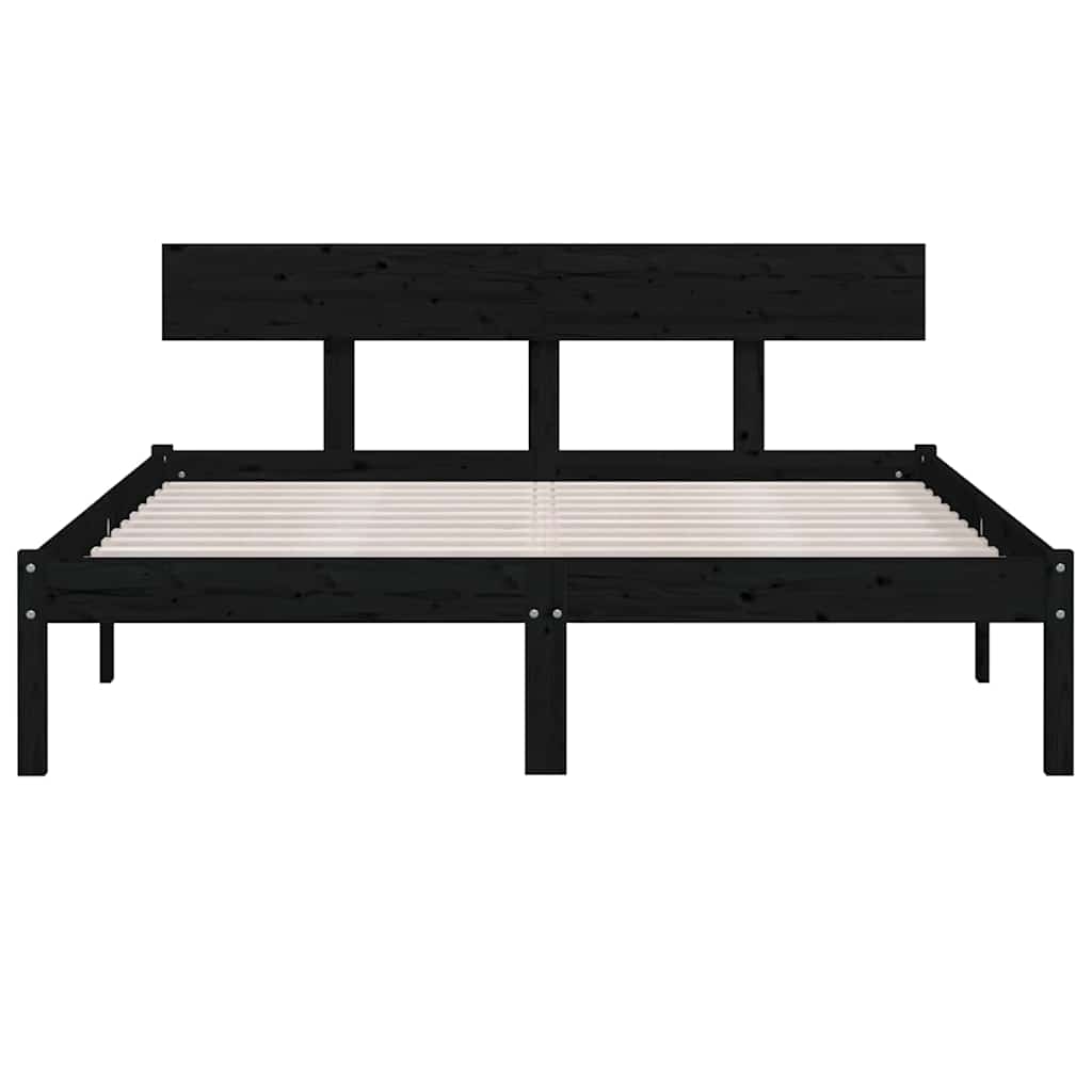 Okvir za krevet od masivne borovine crni 140 x 190 cm