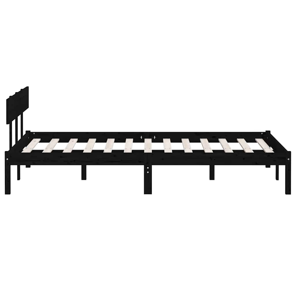 Okvir za krevet od masivne borovine crni 140 x 190 cm