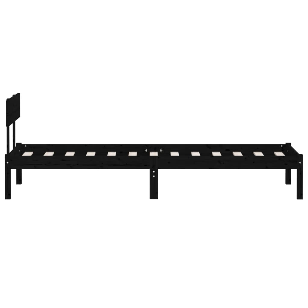 Okvir za krevet od masivne borovine crni 90 x 200 cm
