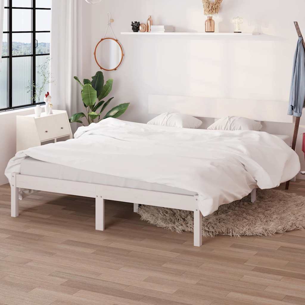 Okvir za krevet masivna borovina bijeli 150 x 200 cm bračni
