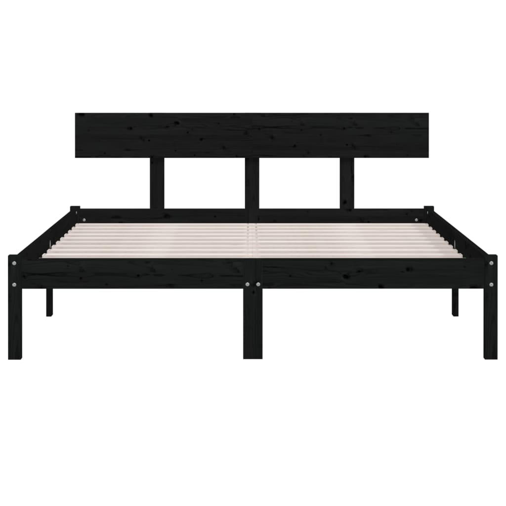 Okvir za krevet od masivne borovine crni 150x200 cm bračni