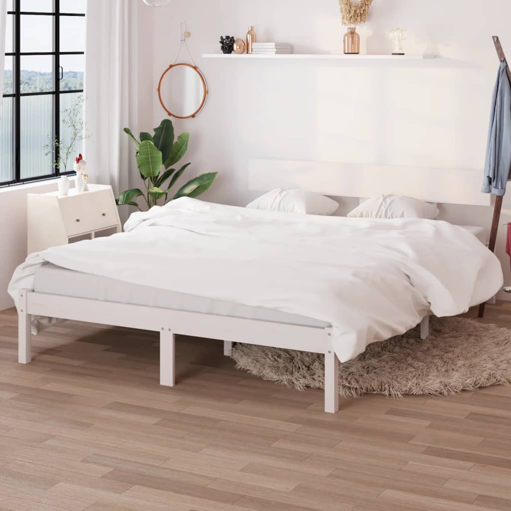 Okvir za krevet od masivne borovine bijeli 160 x 200 cm