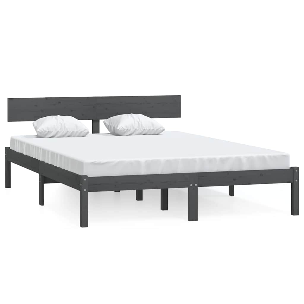 Okvir za krevet od masivne borovine sivi 200 x 200 cm