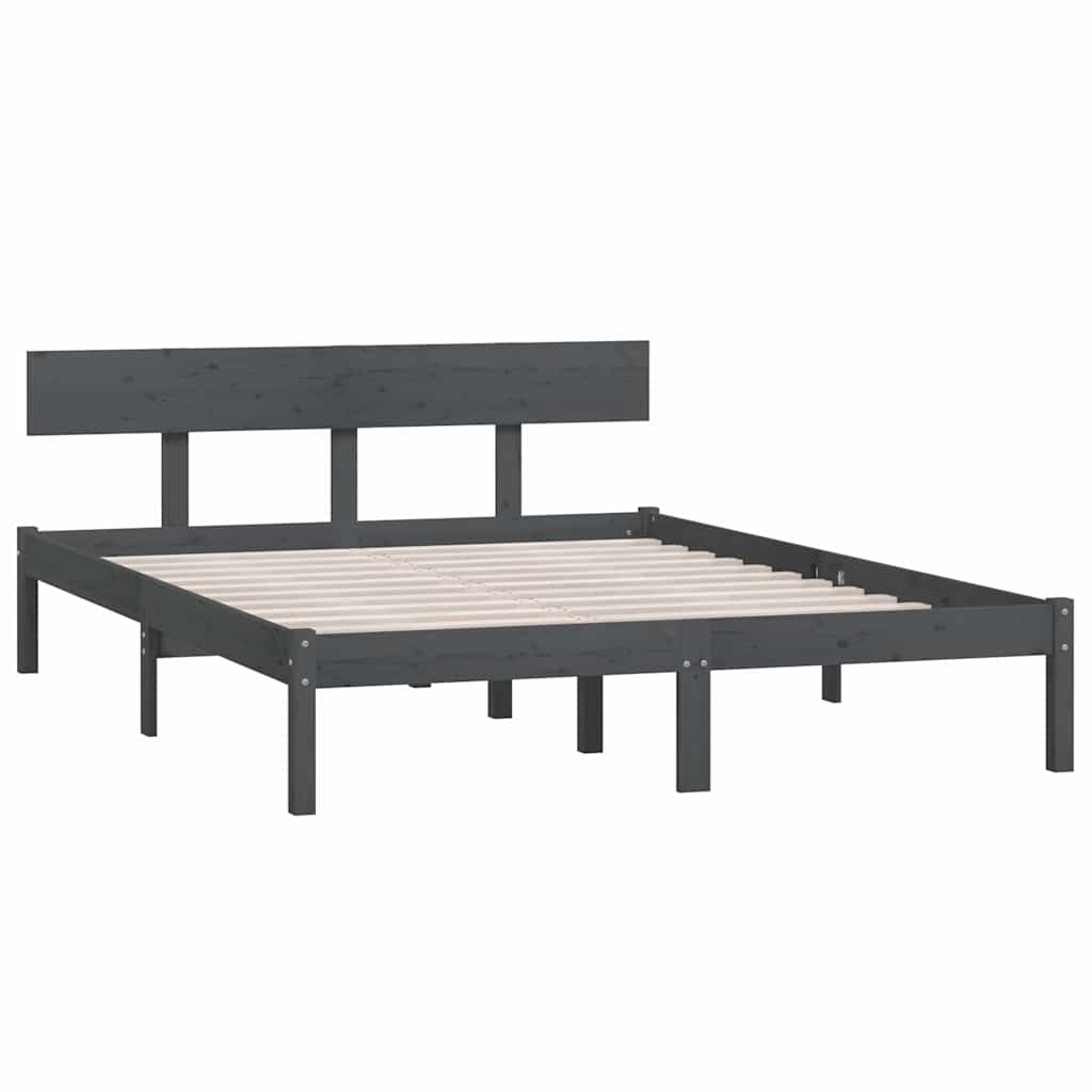 Okvir za krevet od masivne borovine sivi 200 x 200 cm