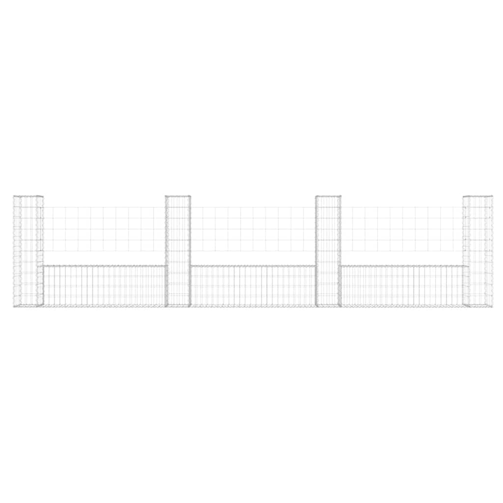 Gabionska košara U-oblika s 4 stupa 380 x 20 x 100 cm željezna
