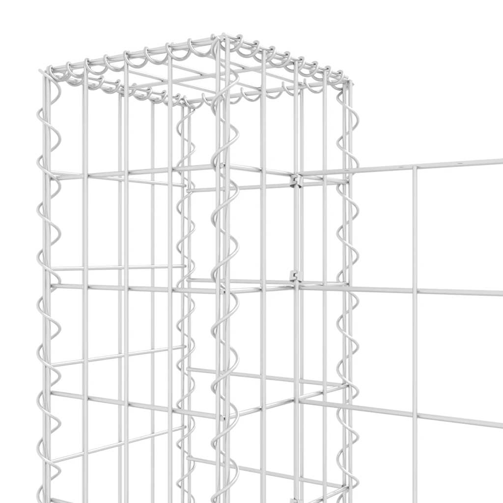 Gabionska košara U-oblika s 4 stupa 380 x 20 x 100 cm željezna
