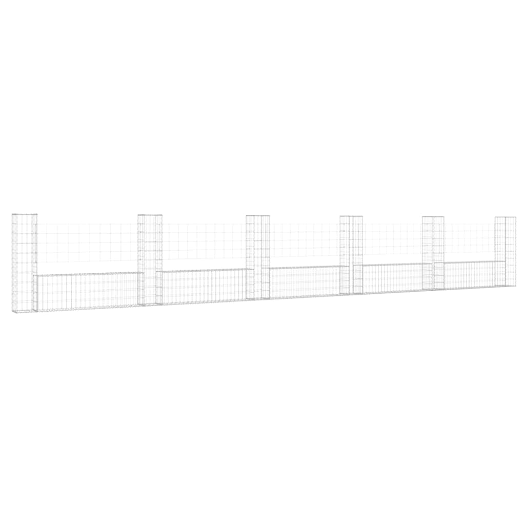 Gabionska košara U-oblika sa 6 stupova 620x20x100 cm željezna
