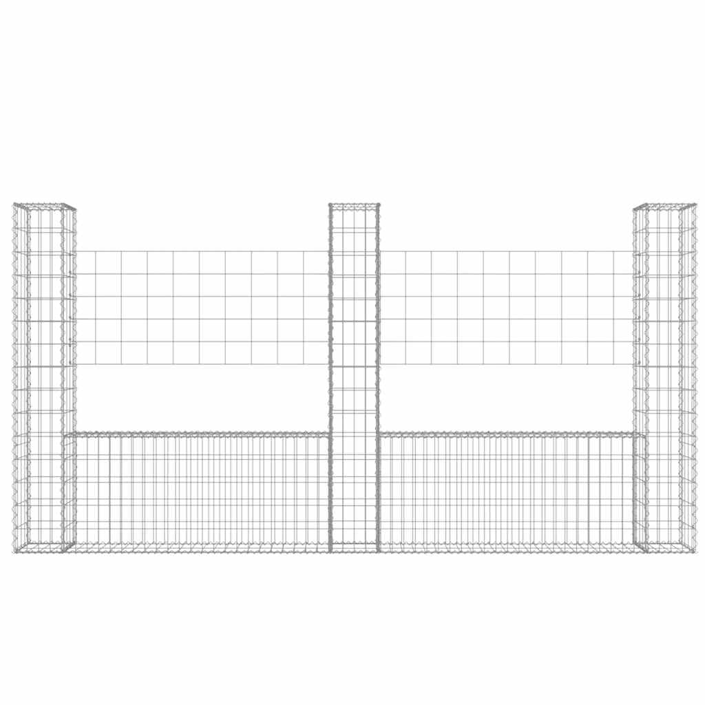 Gabionska košara U-oblika s 3 stupa 260 x 20 x 150 cm željezna