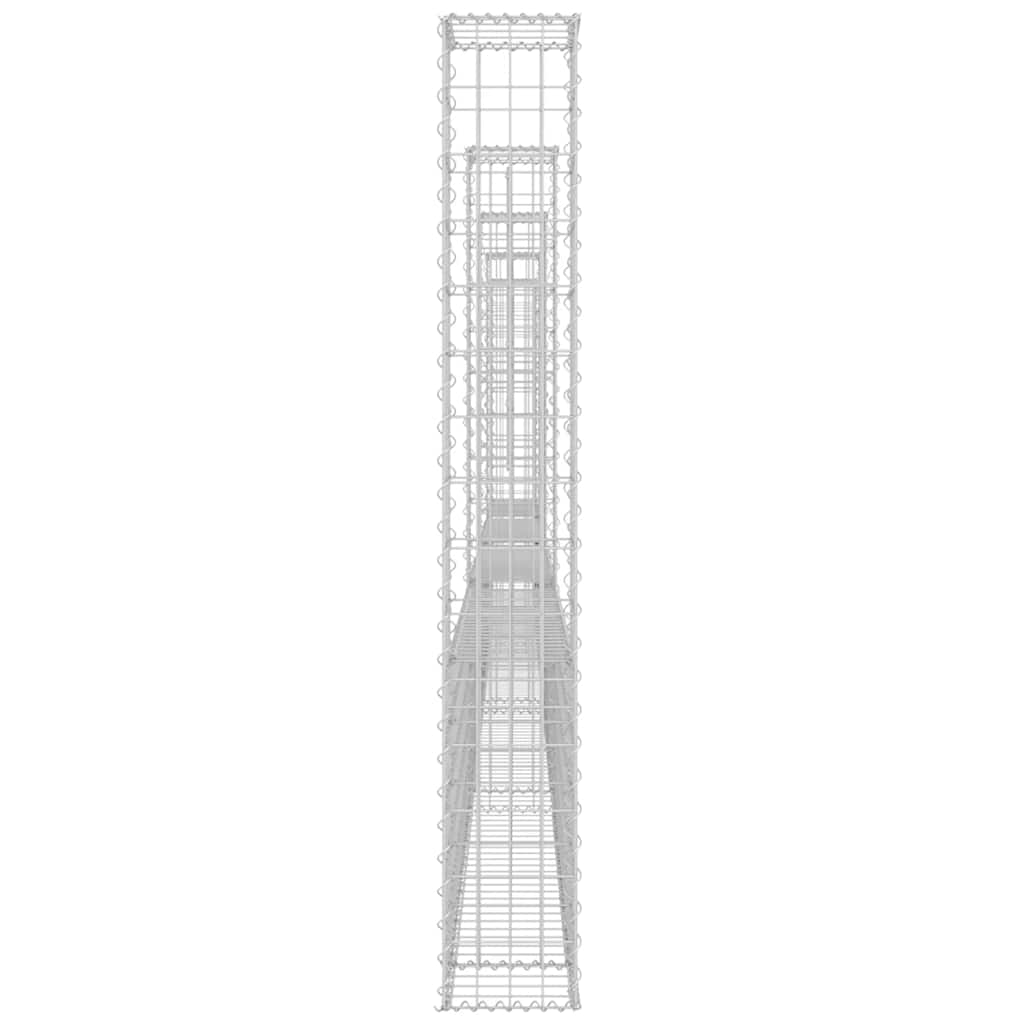 Gabionska košara U-oblika s 5 stupova 500x20x150 cm željezna