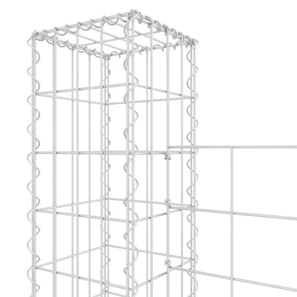 Gabionska košara U-oblika s 5 stupova 500x20x150 cm željezna