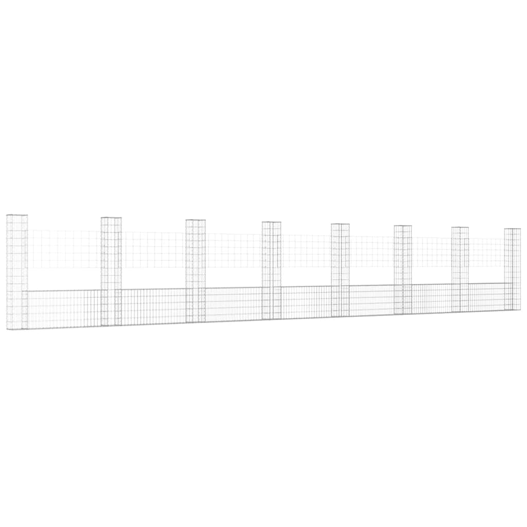Gabionska košara U-oblika s 8 stupova 860x20x150 cm željezna