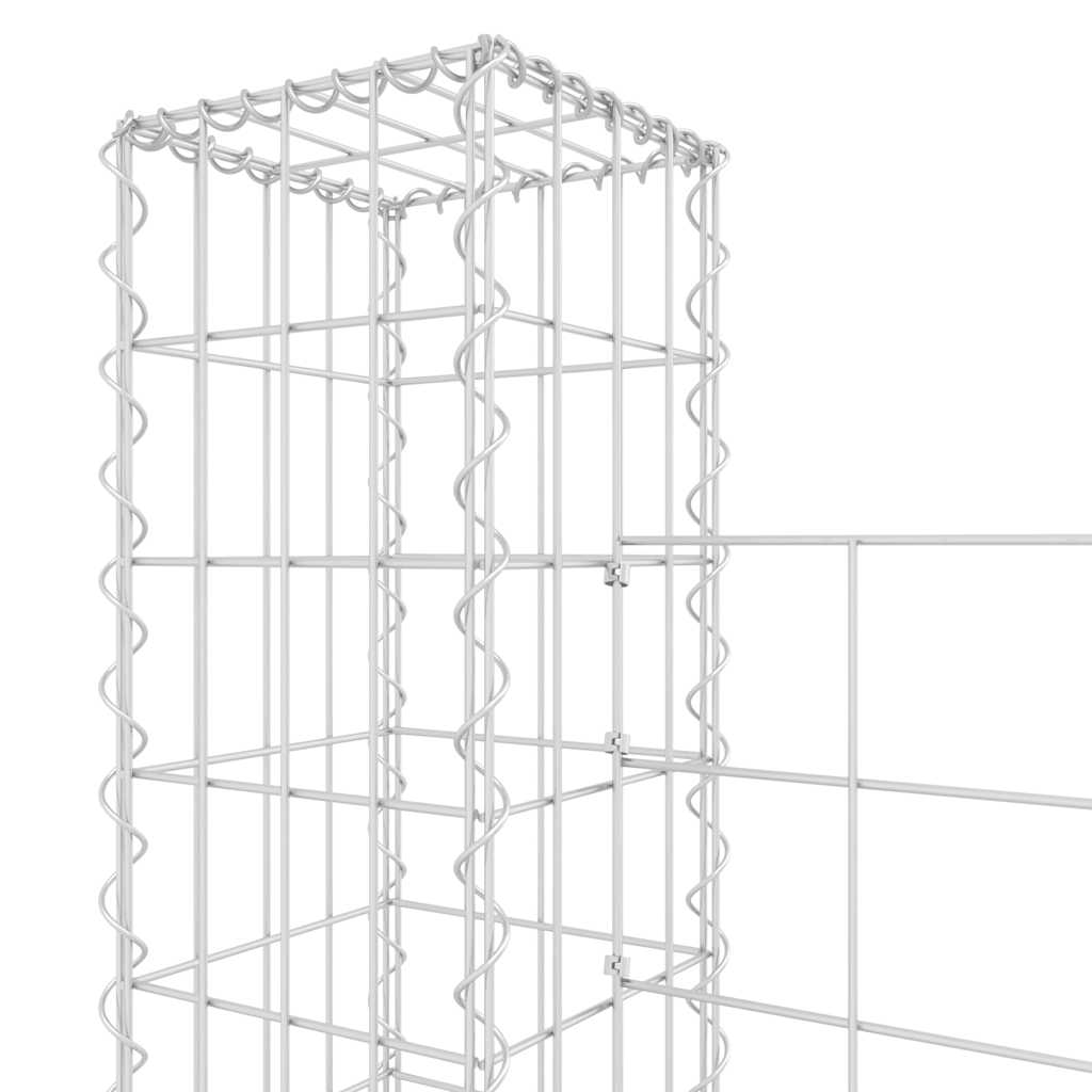 Gabionska košara U-oblika s 8 stupova 860x20x150 cm željezna