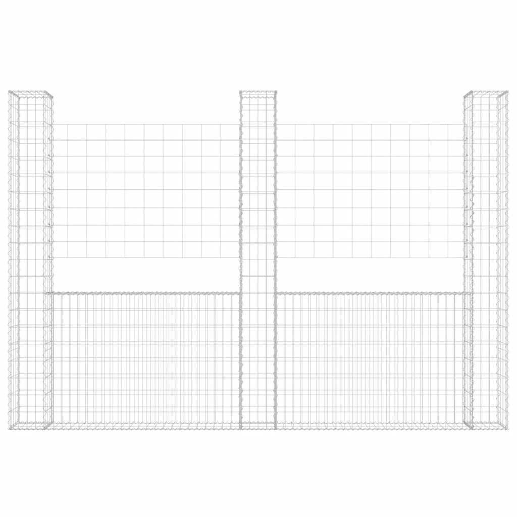 Gabionska košara U-oblika s 3 stupa 260 x 20 x 200 cm željezna