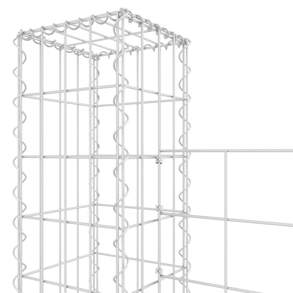 Gabionska košara U-oblika s 5 stupova 500x20x200 cm željezna