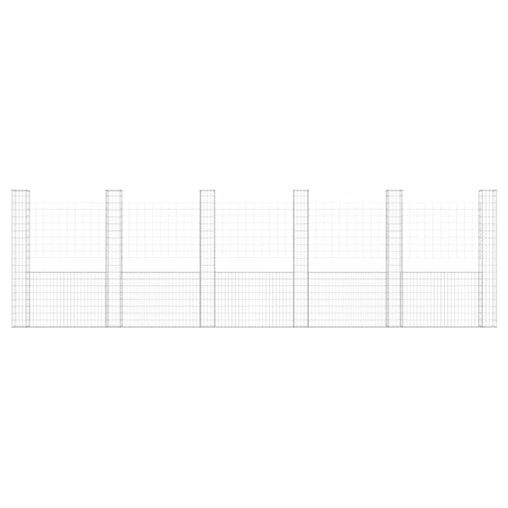 Gabionska košara U-oblika sa 6 stupova 620x20x200 cm željezna