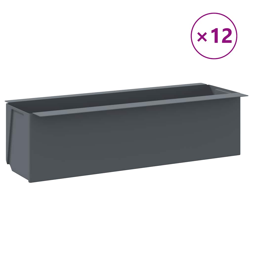 Kutije za cvijeće za euro palete 12 kom sive 36x13,5x9,5 cm PP