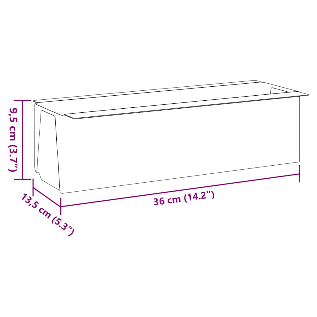 Kutije za cvijeće za euro palete 12 kom sive 36x13,5x9,5 cm PP