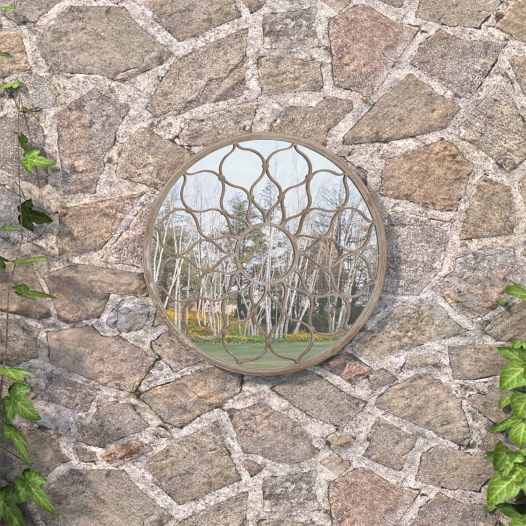 Vrtno ogledalo boja pijeska 60 x 3 cm željezno okruglo vanjsko