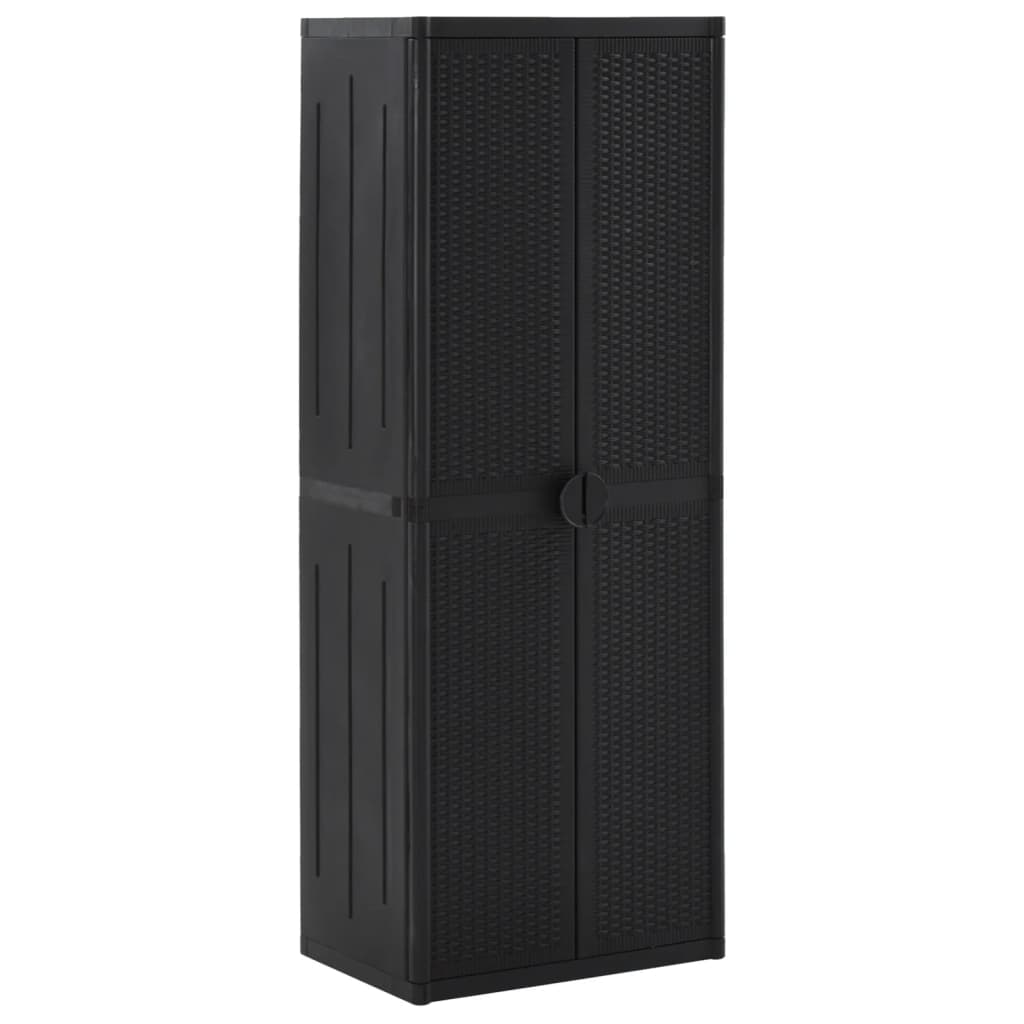 Vrtni ormarić za pohranu crni 65 x 45 x 172 cm PP ratan