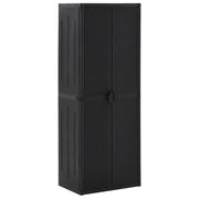 Vrtni ormarić za pohranu crni 65 x 45 x 172 cm PP ratan