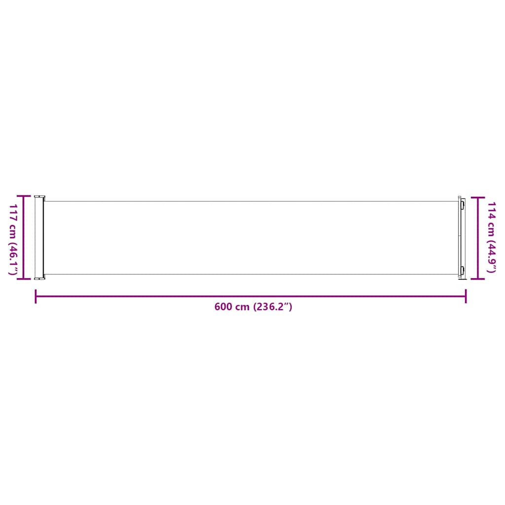 Uvlačiva bočna tenda za terasu 117 x 600 cm crna