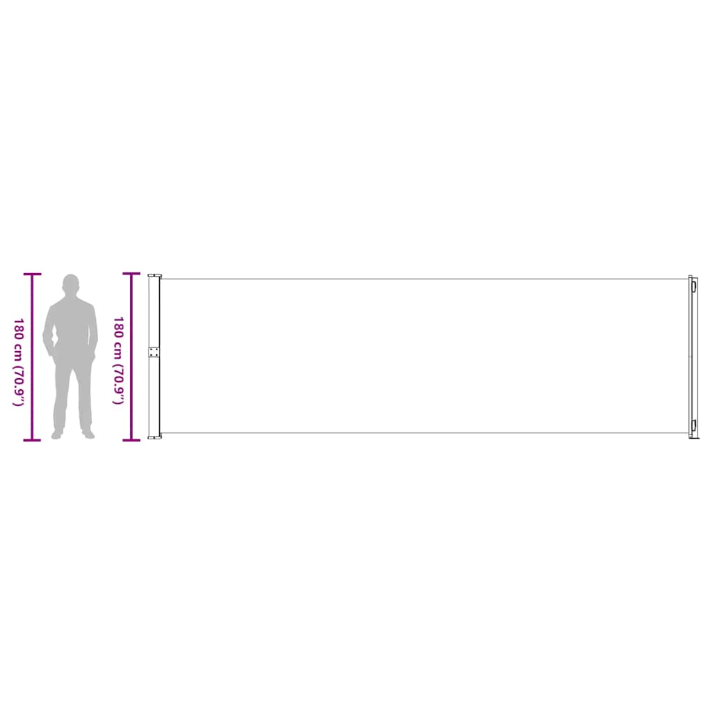 Uvlačiva bočna tenda za terasu 180 x 600 cm crvena