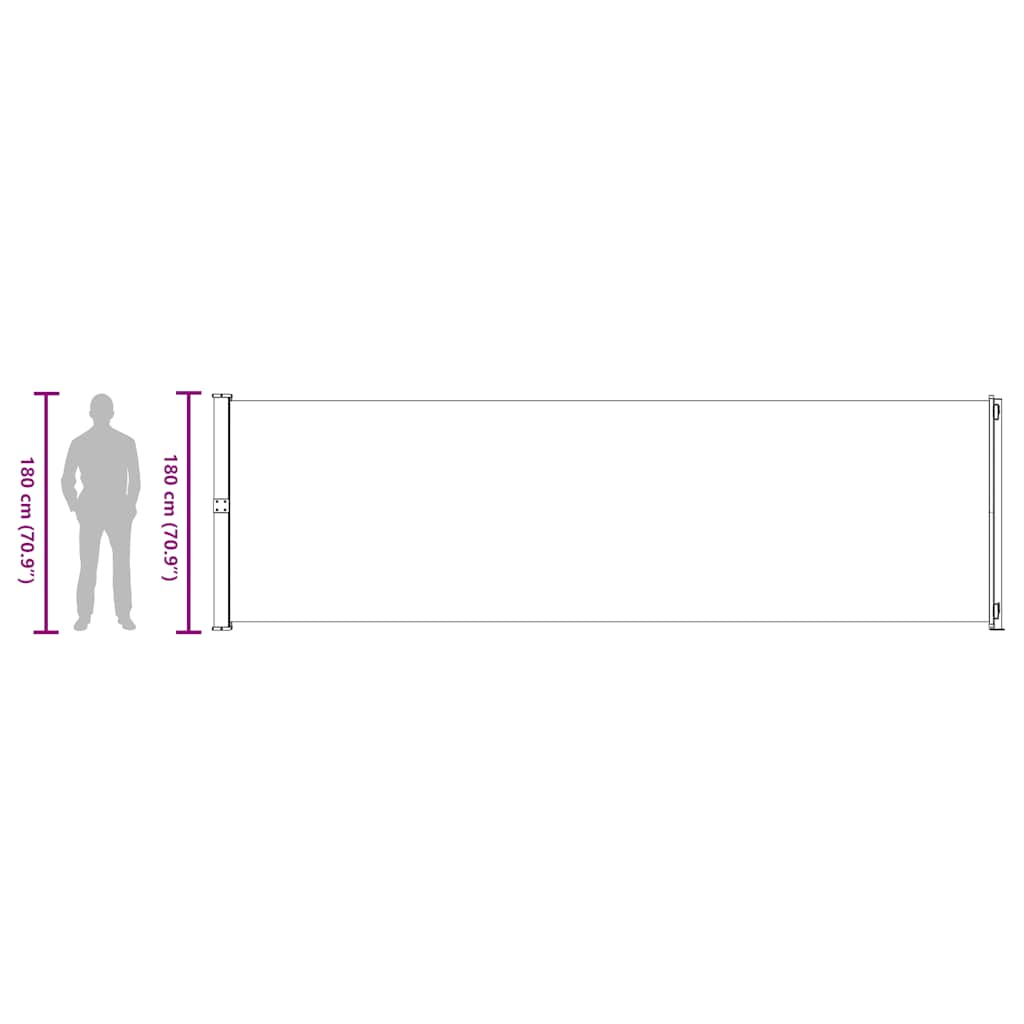Uvlačiva bočna tenda za terasu 180 x 600 cm siva