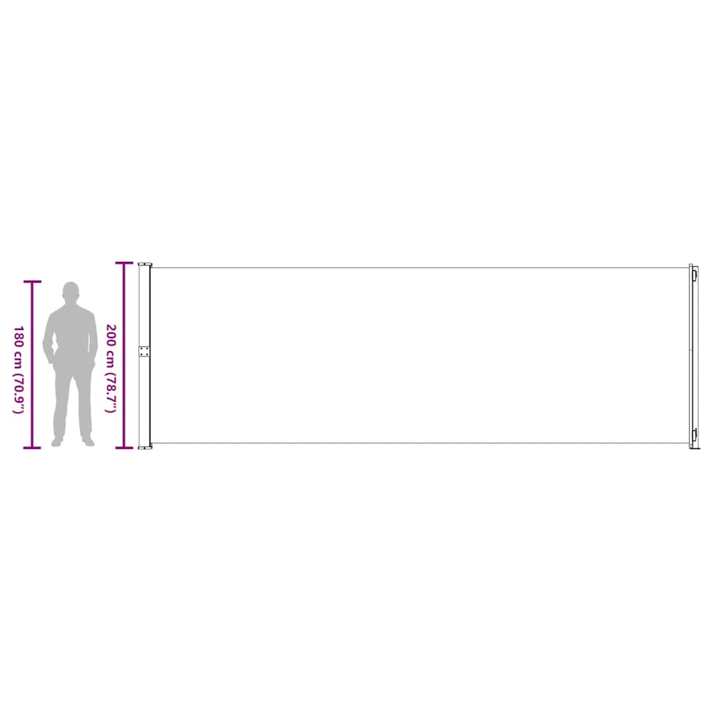 Uvlačiva bočna tenda za terasu 200 x 600 cm crvena