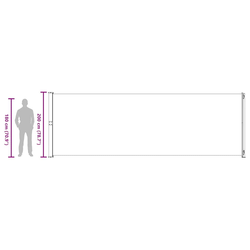 Uvlačiva bočna tenda za terasu 200 x 600 cm smeđa