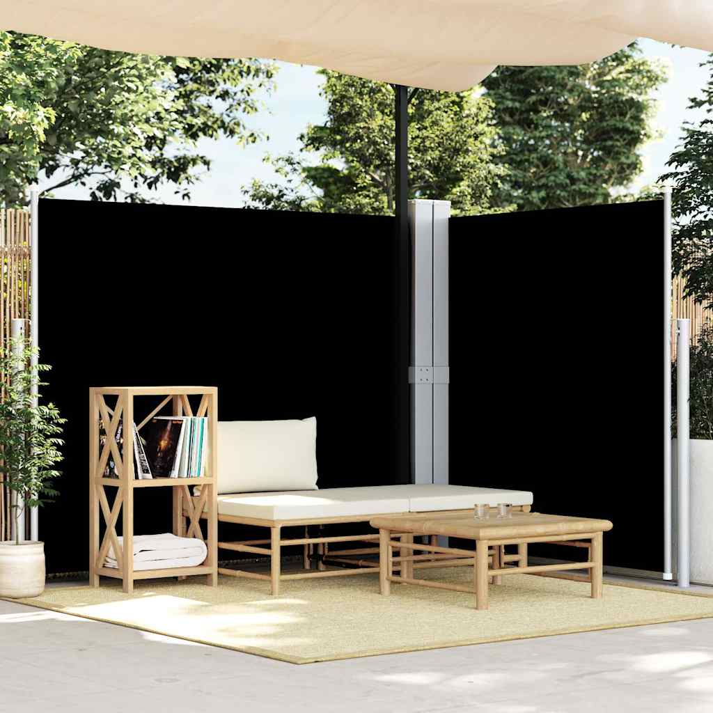 Uvlačiva bočna tenda crna 180 x 600 cm