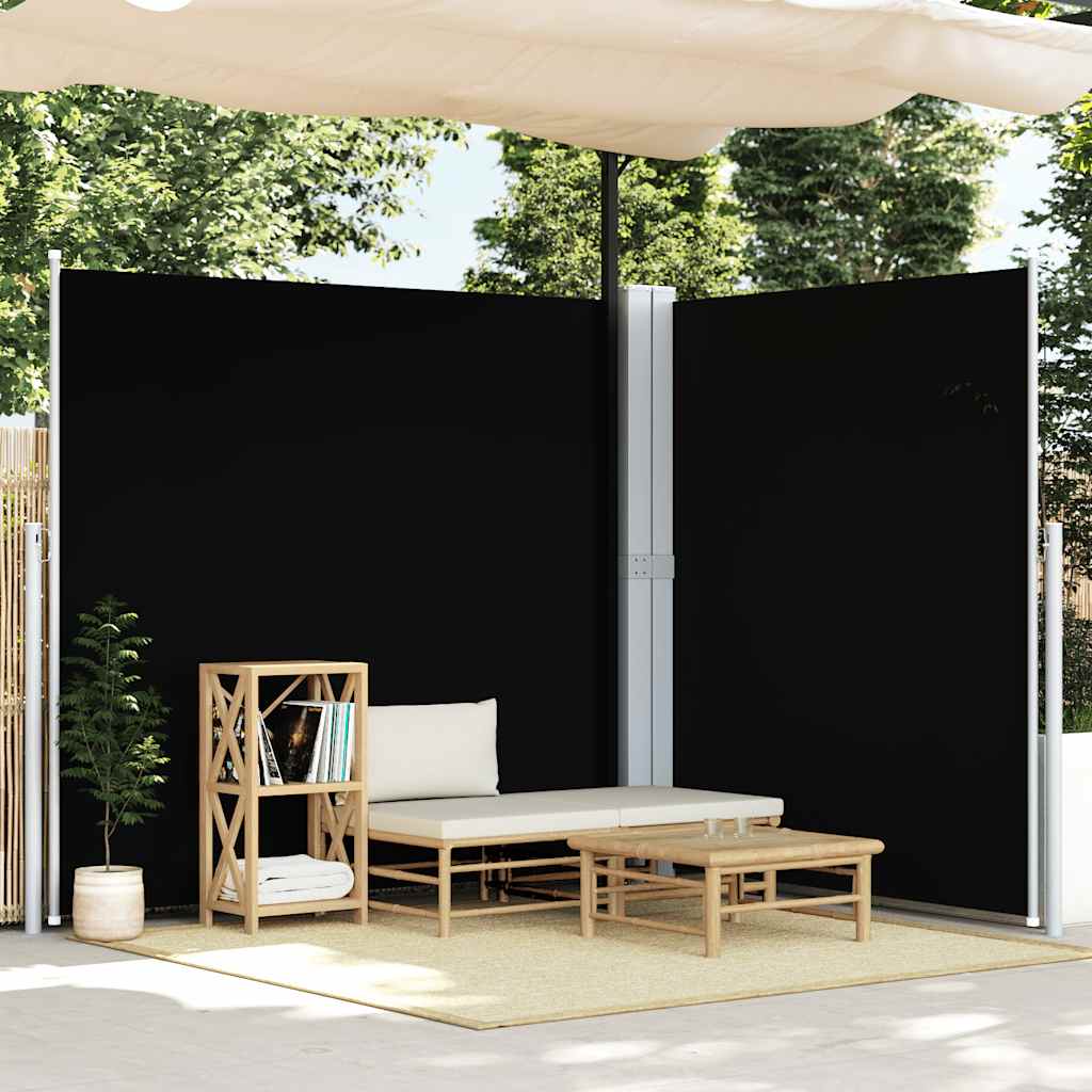 Uvlačiva bočna tenda crna 200 x 600 cm