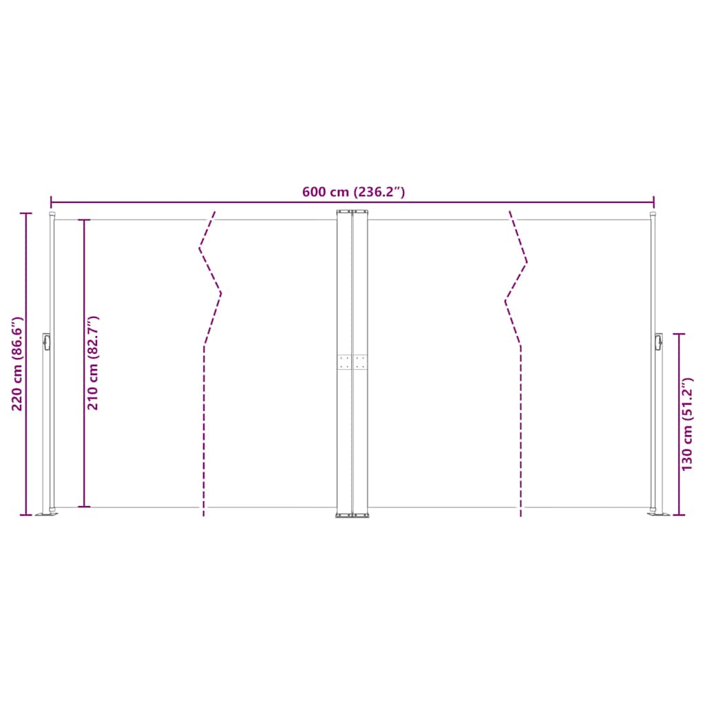 Uvlačiva bočna tenda smeđa 200 x 600 cm