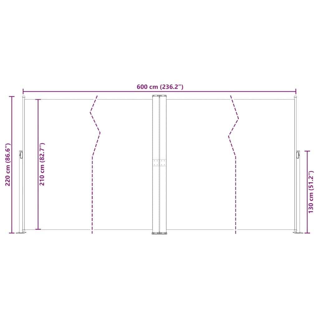 Uvlačiva bočna tenda crvena 200 x 600 cm
