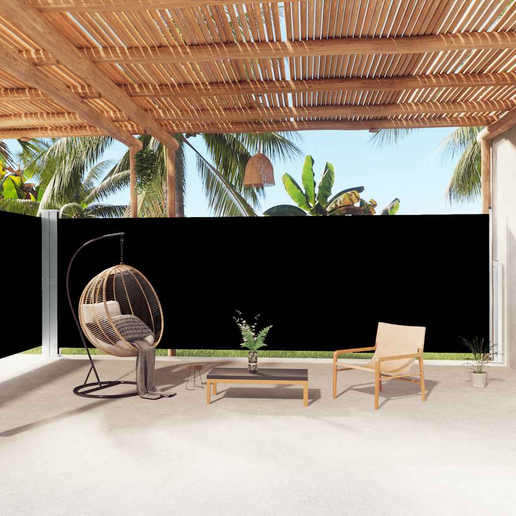 Uvlačiva bočna tenda crna 200 x 1000 cm