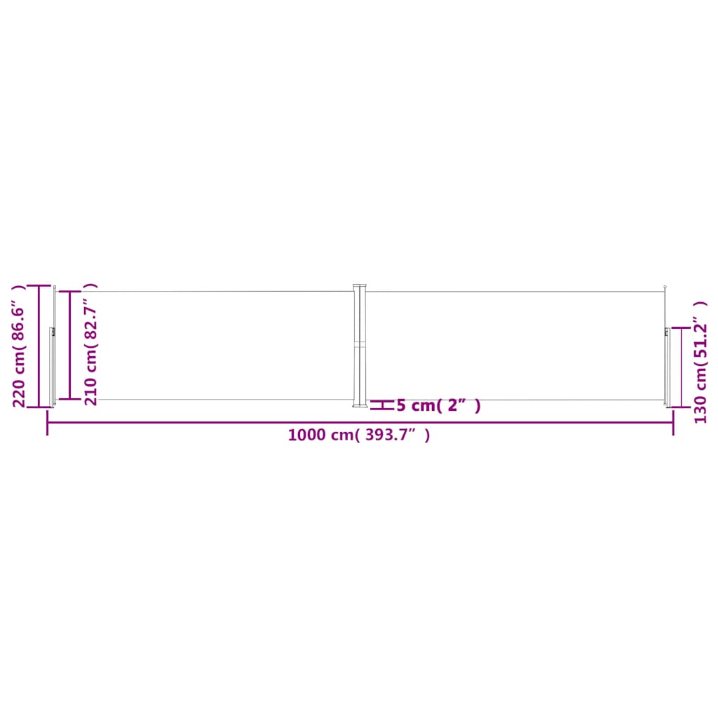 Uvlačiva bočna tenda antracit 220 x 1000 cm