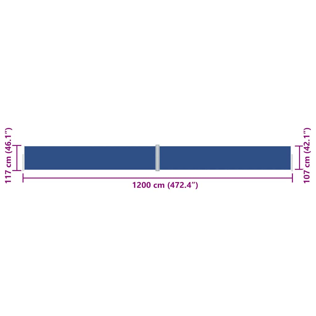 Uvlačiva bočna tenda plava 117 x 1200 cm