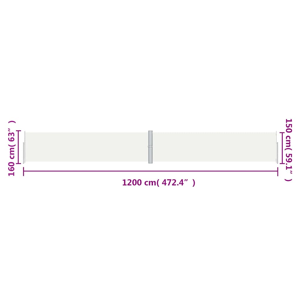 Uvlačiva bočna tenda krem 160 x 1200 cm