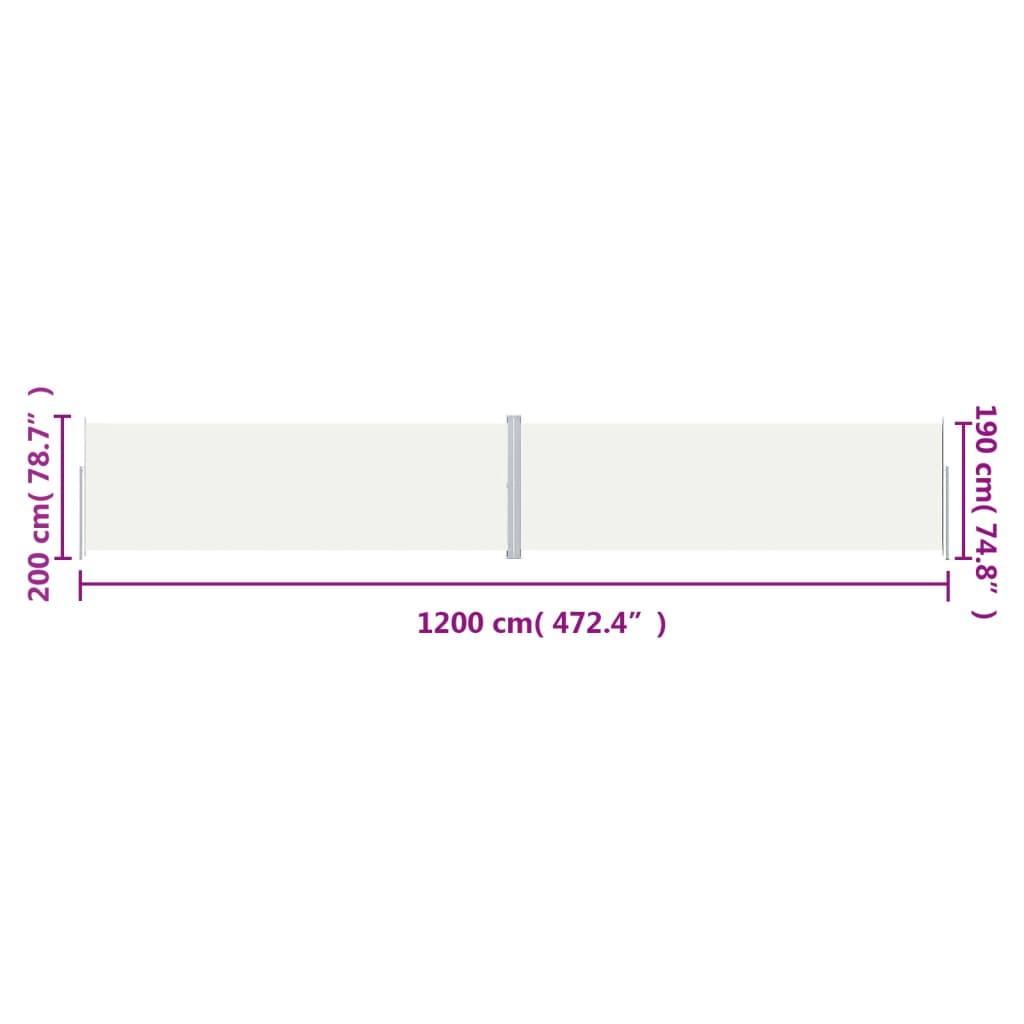 Uvlačiva bočna tenda krem 200 x 1200 cm
