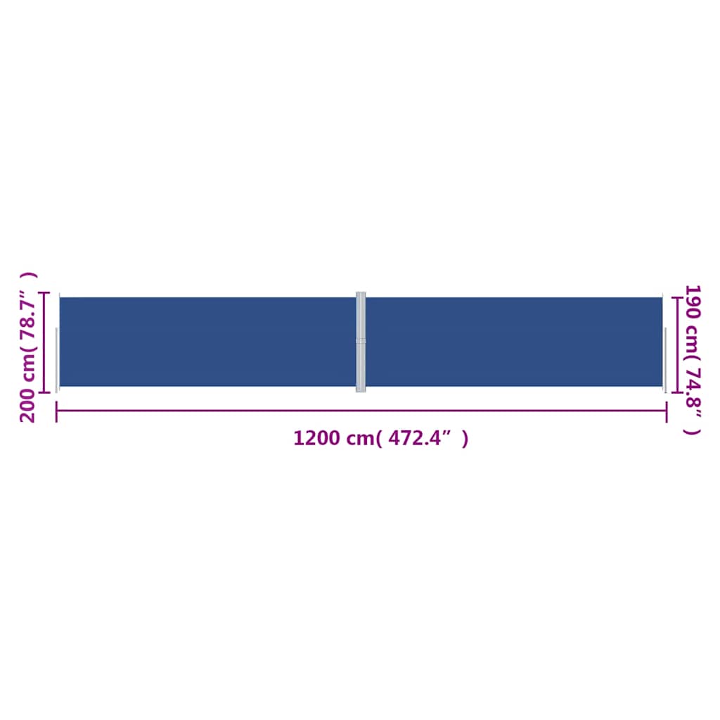 Uvlačiva bočna tenda plava 200 x 1200 cm