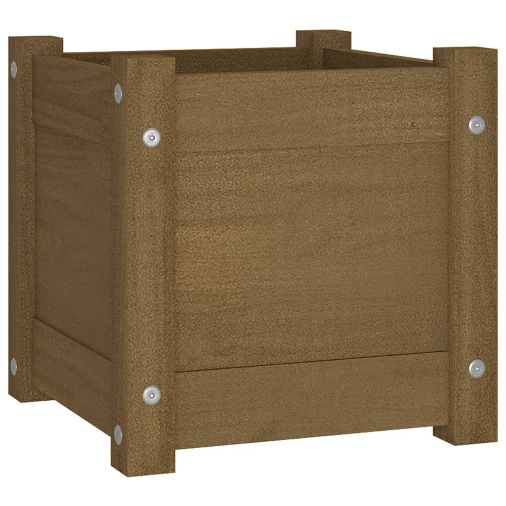 Vrtna sadilica smeđa boja meda 31x31x31 cm od masivne borovine