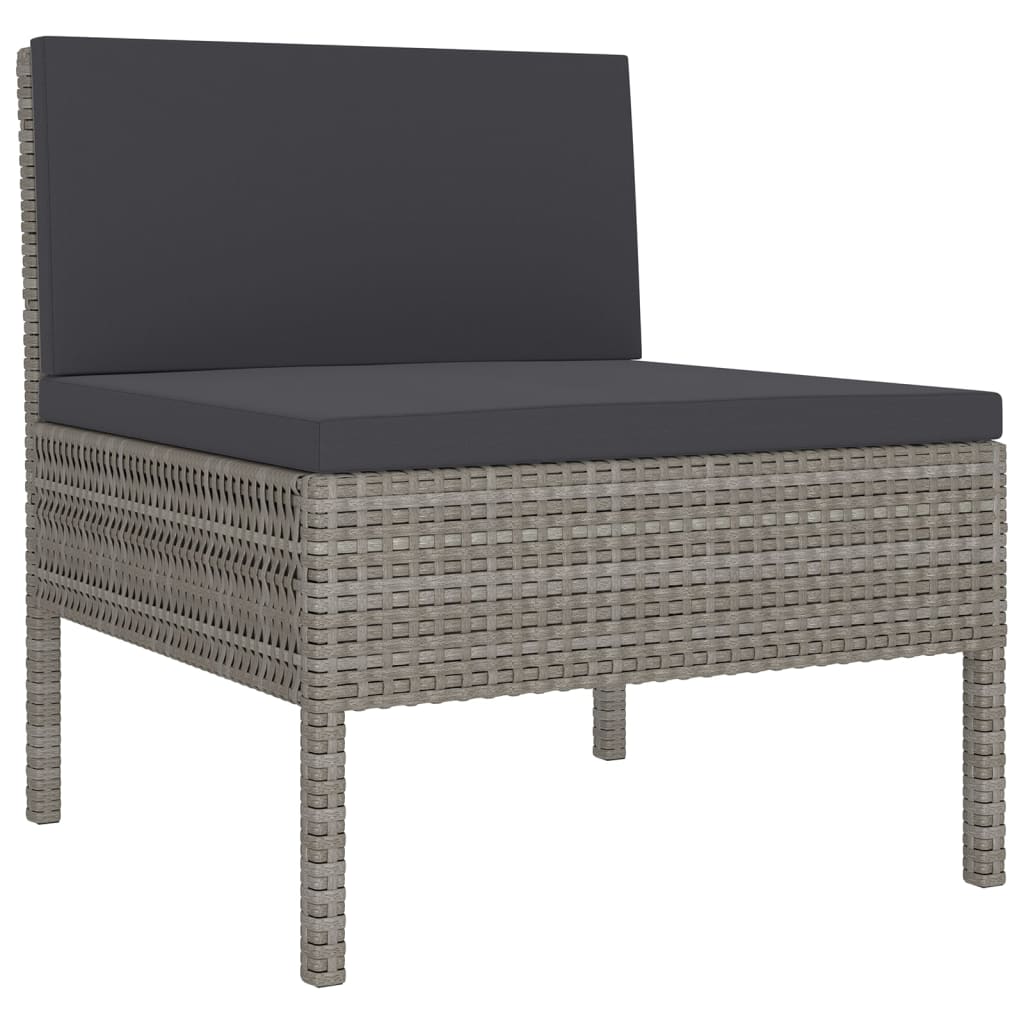 11-dijelna vrtna garnitura od poliratana s jastucima siva